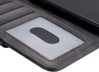 Луксозен кожен калъф тефтер с цип и визитник за Samsung Galaxy A41 A415F черен